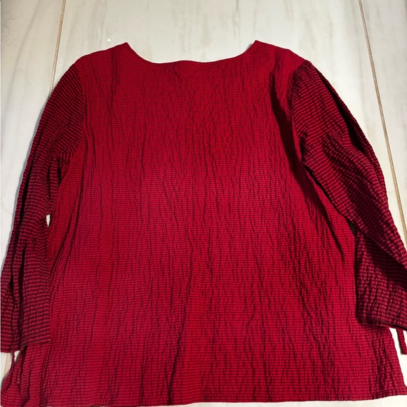 HABITAT TOP TUNIC RED BLACK PLAID HIGH LOW HEM SIZE M cotton crinkle boho - Picture 6 of 7